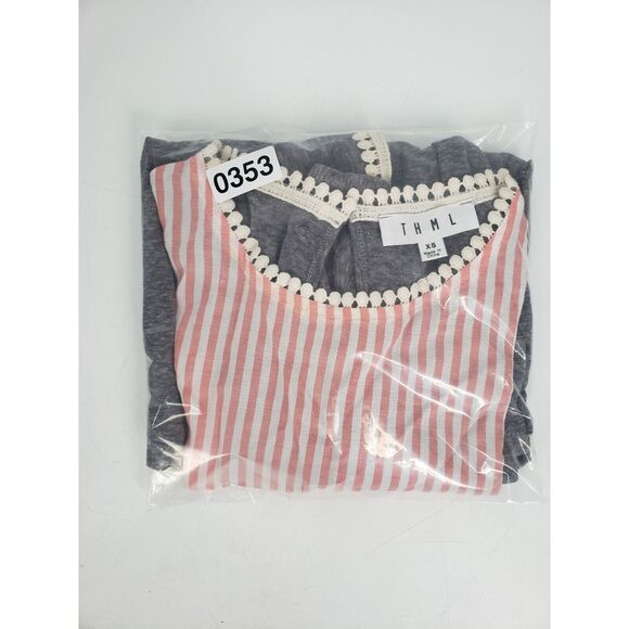 THML Anthropologie Sz XS Short Flutter Sleeve Boho Blouse Top Stripe Tassel Trim - Picture 10 of 10